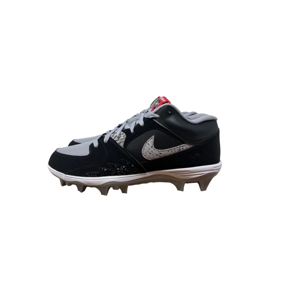 Jordan 4 Retro MCS Baseball Cleats Mens 12 Black Grey HQ0210-060 Elephant Print